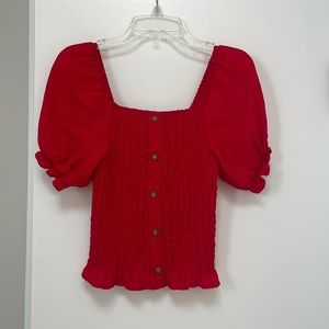 Red Puff Sleeve Shirt